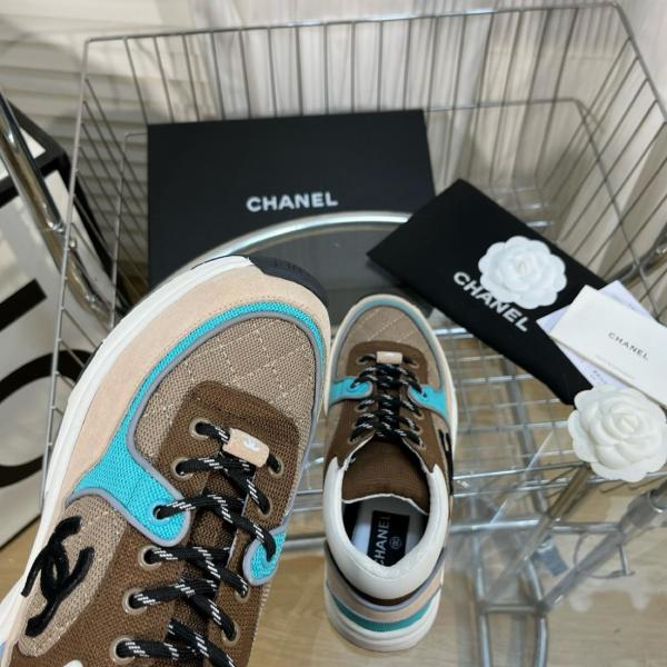 Chanel Low Top Trainer Beige Green