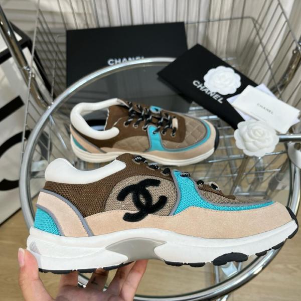 Chanel Low Top Trainer Beige Green
