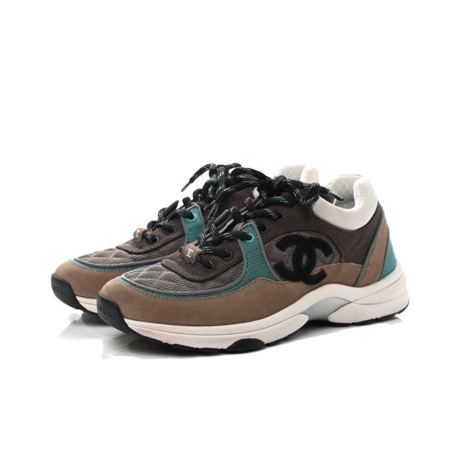 Chanel Low Top Trainer Beige Green