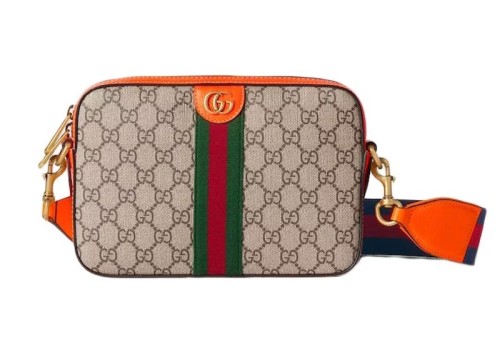 Gucci Ophidia GG Small Crossbody Bag Beige/Ebony/Orange 699439 FADIC9758 size 23.5*4.5*16 cm