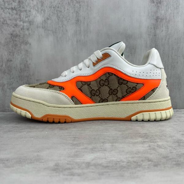 GUCCI Re-Web Sneaker GG Canvas Beige Bright Orange