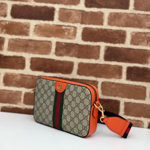 Gucci Ophidia GG Small Crossbody Bag Beige/Ebony/Orange 699439 FADIC9758 size 23.5*4.5*16 cm