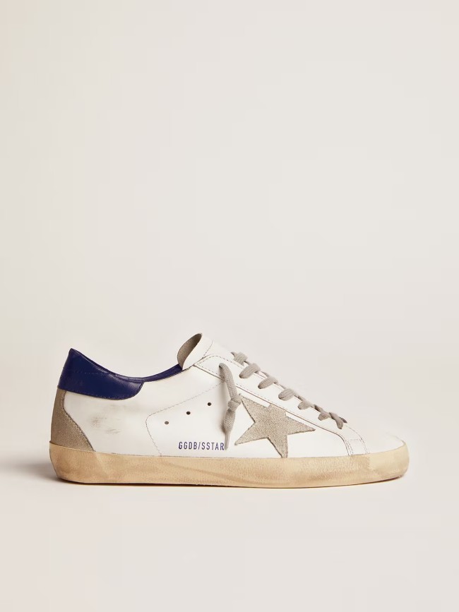 Golden Goose Super-Star with suede star and blue heel tab GMF00102.F000311.10270