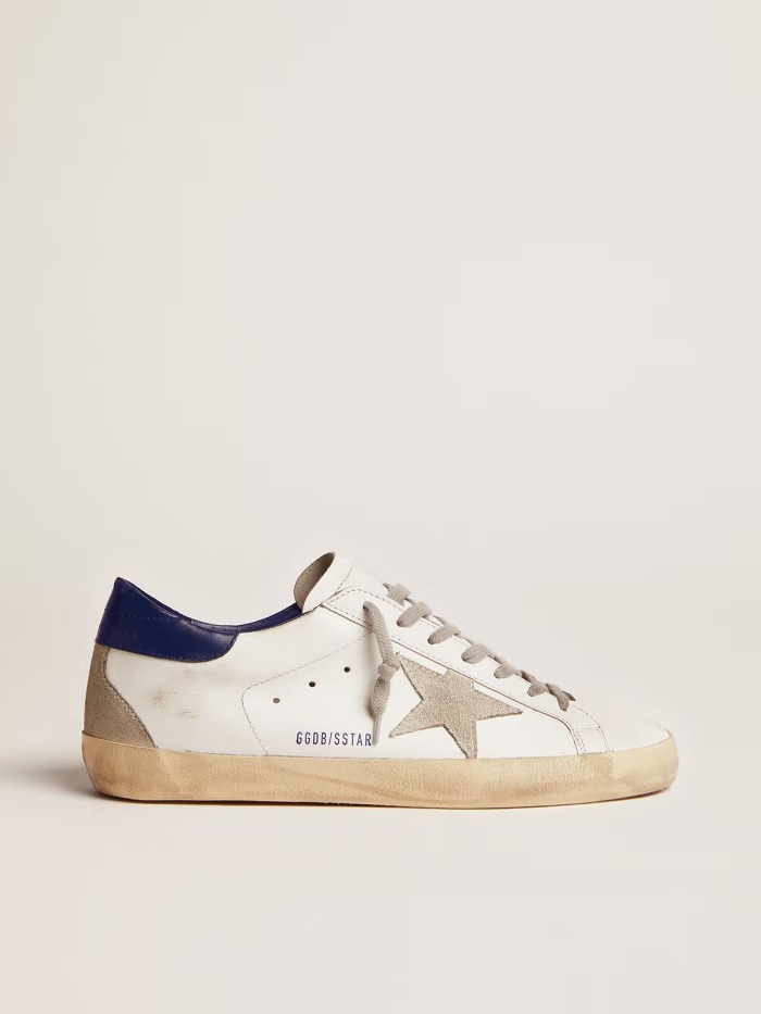 Golden Goose Super-Star with suede star and blue heel tab GMF00102.F000311.10270