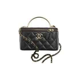 Chanel Fall-Winter 2024/25 Pre-Collection Clutch with Chain Lambskin, Strass & Gold-Tone Metal Black AP4046-D17687-94305 size 17*8*9.5 cm 