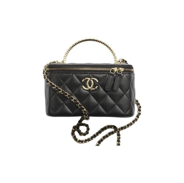 Chanel Fall-Winter 2024/25 Pre-Collection Clutch with Chain Lambskin, Strass & Gold-Tone Metal Black AP4046-D17687-94305 size 17*8*9.5 cm 
