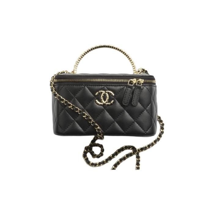 Chanel Fall-Winter 2024/25 Pre-Collection Clutch with Chain Lambskin, Strass & Gold-Tone Metal Black AP4046-D17687-94305 size 17*8*9.5 cm 