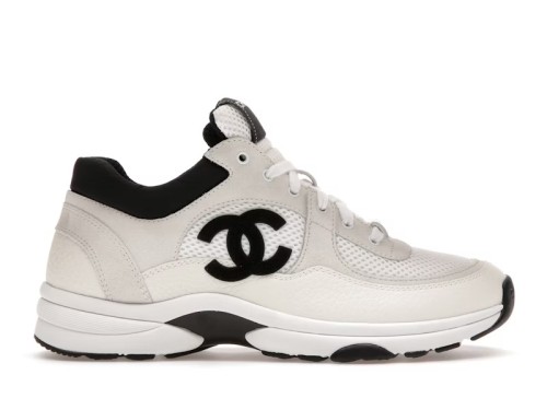 Chanel Low Top Trainer Suede White Black G38299 Y55720 K3846