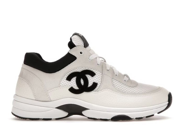 Chanel Low Top Trainer Suede White Black G38299 Y55720 K3846