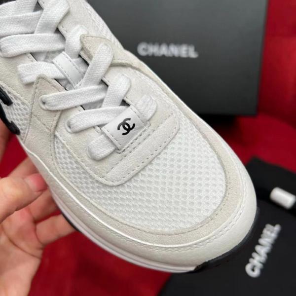 Chanel Low Top Trainer Suede White Black G38299 Y55720 K3846