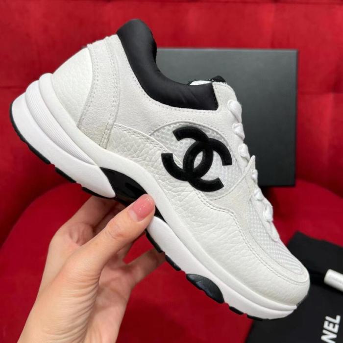 Chanel Low Top Trainer Suede White Black G38299 Y55720 K3846