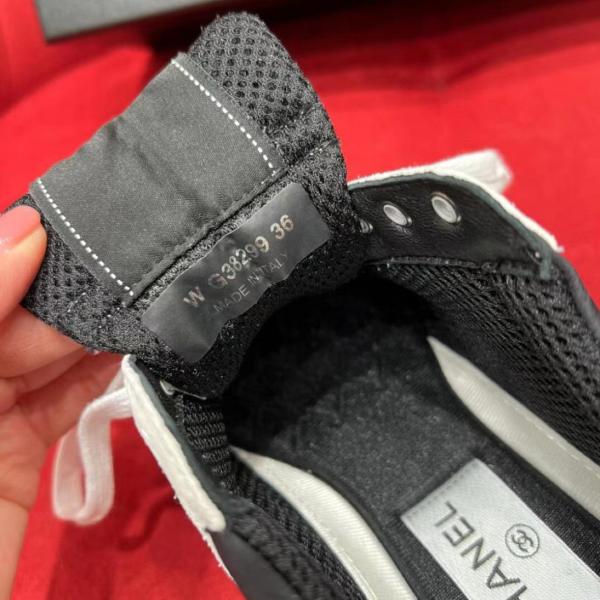 Chanel Low Top Trainer Suede White Black G38299 Y55720 K3846