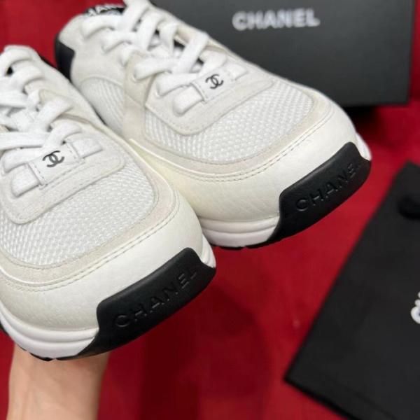 Chanel Low Top Trainer Suede White Black G38299 Y55720 K3846