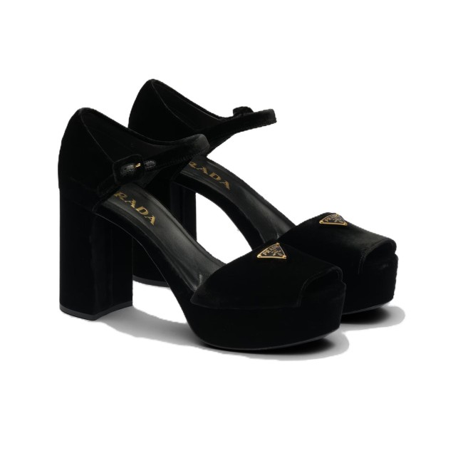 PRADA PLATEAU 95 PLATFORM HEEL SANDAL VELVET 1XP63B_068_F0002_F_D095