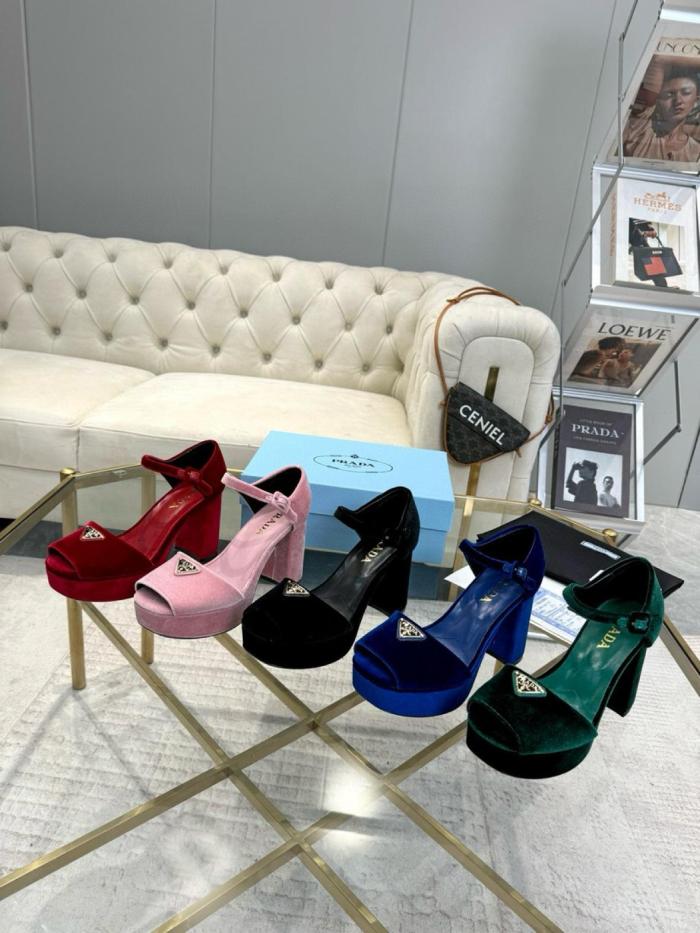 PRADA PLATEAU 95 PLATFORM HEEL SANDAL VELVET 1XP63B_068_F0002_F_D095