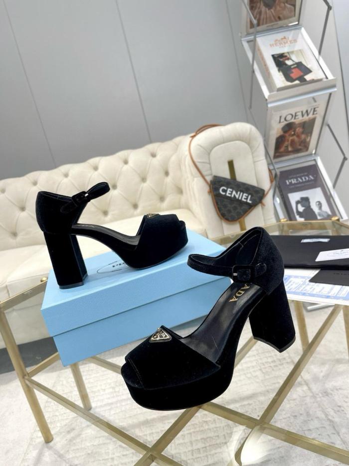PRADA PLATEAU 95 PLATFORM HEEL SANDAL VELVET 1XP63B_068_F0002_F_D095