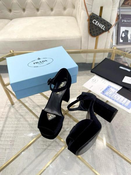 PRADA PLATEAU 95 PLATFORM HEEL SANDAL VELVET 1XP63B_068_F0002_F_D095