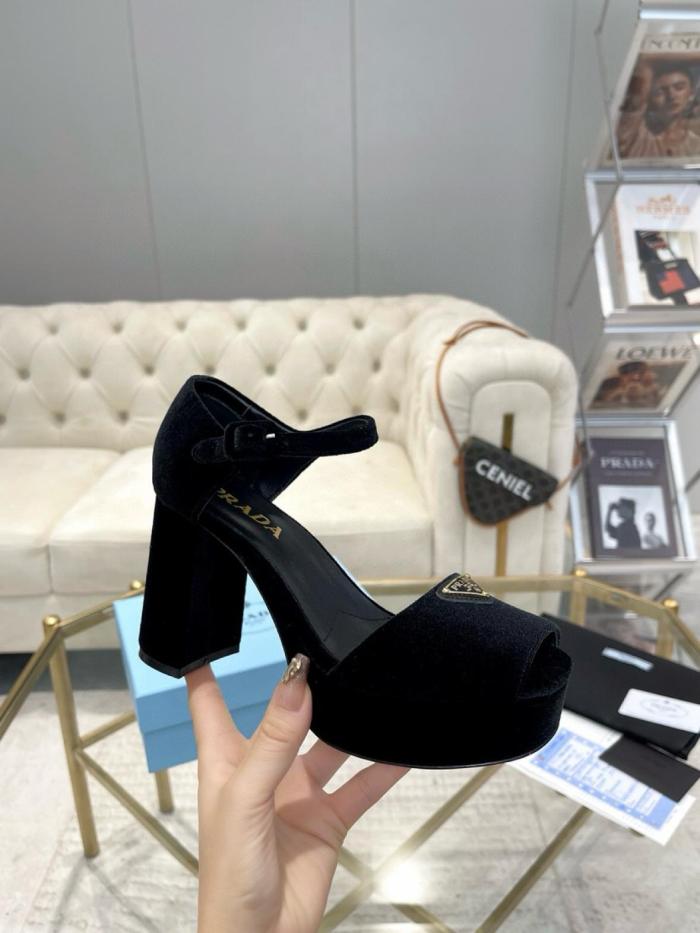 PRADA PLATEAU 95 PLATFORM HEEL SANDAL VELVET 1XP63B_068_F0002_F_D095