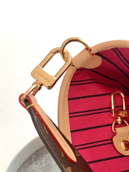 Louis Vuitton Neverfull Bandouliere MM Inside Out Monogram/Rose Pondichery M12257 size 30.99*13.97*27.94 cm