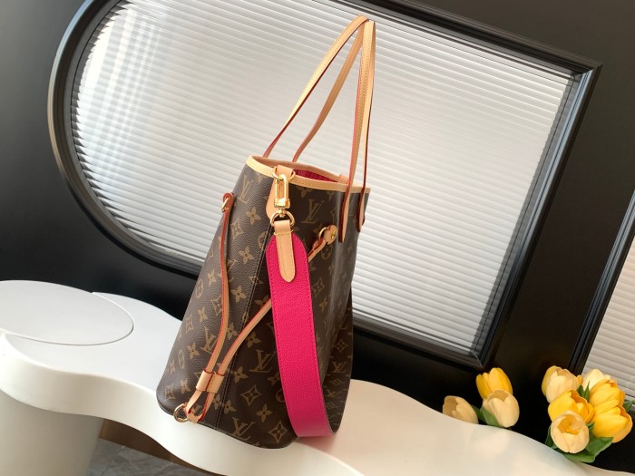 Louis Vuitton Neverfull Bandouliere MM Inside Out Monogram/Rose Pondichery M12257 size 30.99*13.97*27.94 cm