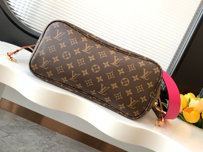 Louis Vuitton Neverfull Bandouliere MM Inside Out Monogram/Rose Pondichery M12257 size 30.99*13.97*27.94 cm