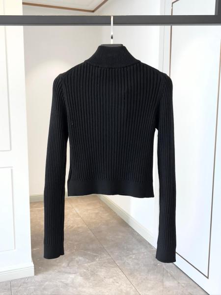 MIU MIU Logo Detailed Zip-Up Knitted Cardigan Black