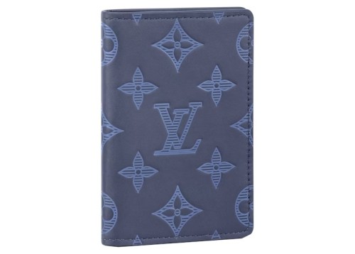 Louis Vuitton Pocket Organizer Monogram Shadow Navy Blue M80421 size 8*11*1 cm