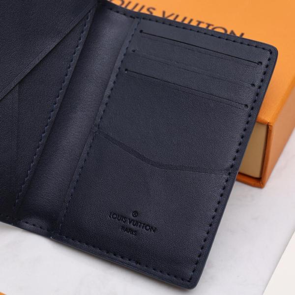 Louis Vuitton Pocket Organizer Monogram Shadow Navy Blue M80421 size 8*11*1 cm