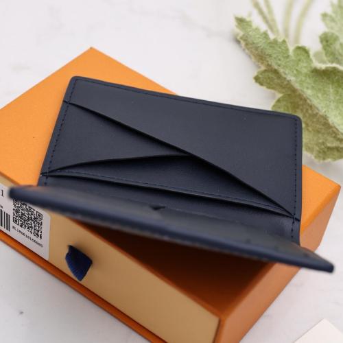 Louis Vuitton Pocket Organizer Monogram Shadow Navy Blue M80421 size 8*11*1 cm