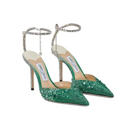 Jimmy Choo Saeda 100mm Crystal-embellished Pumps SAEDA100ZPJ0C6345