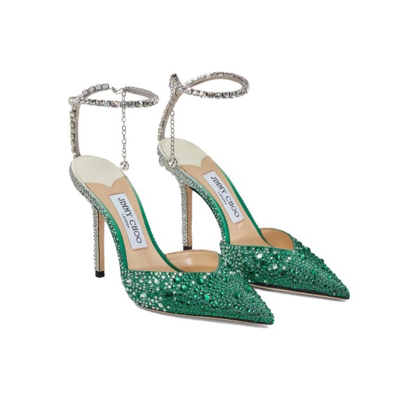 Jimmy Choo Saeda 100mm Crystal-embellished Pumps SAEDA100ZPJ0C6345