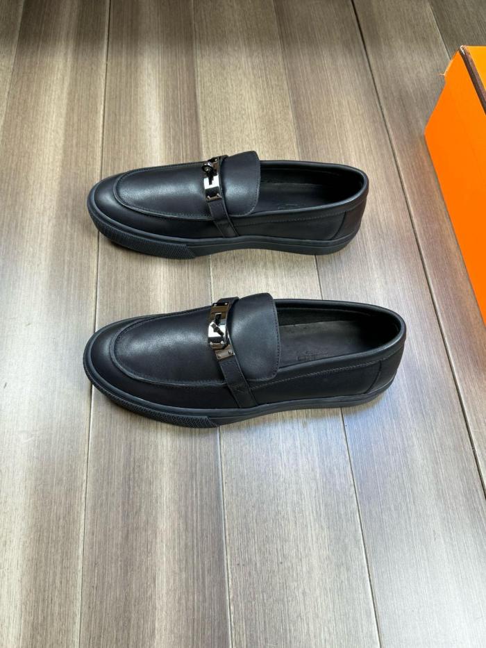 HERMES Game Loafers Men Black H241850ZH03