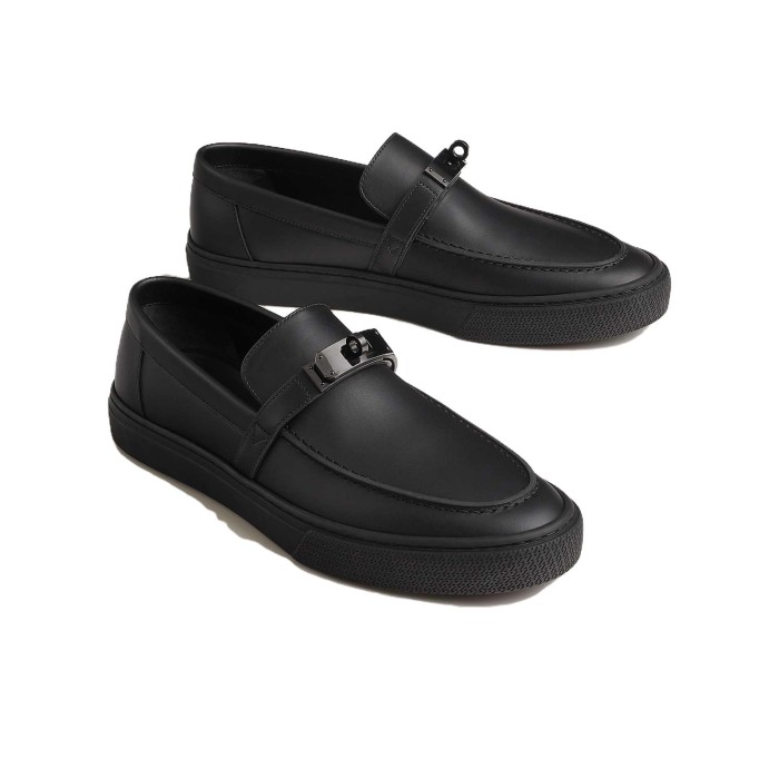 HERMES Game Loafers Men Black H241850ZH03
