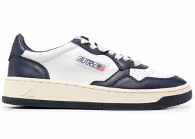 Autry Medalist Leather Low White Navy (Women's) AULM-WB04