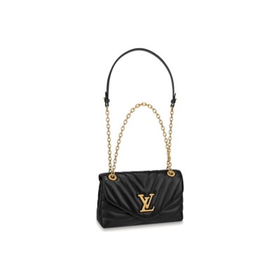 LOUIS VUITTON Lv New Wave Chain Bag Quilted Black M58552 size L24*W9*H14cm