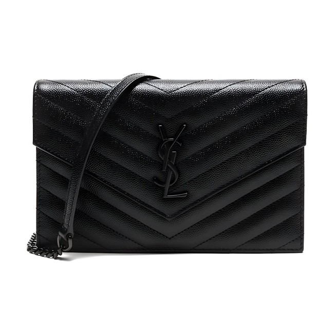 SAINT LAURENT Chain Wallet Monogram Black 393953BOW081000 size L*W*H 19*4*12.5cm