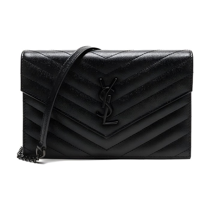 SAINT LAURENT Chain Wallet Monogram Black 393953BOW081000 size L*W*H 19*4*12.5cm