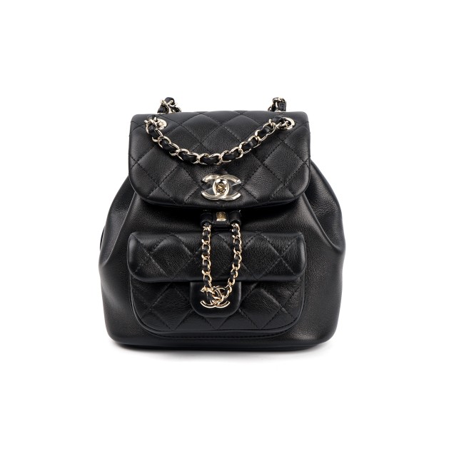 CHANEL Duma Cow Leather Backpack Small Size Women's Black AS2908-B09750-94305 size 18.5*12*18cm cm