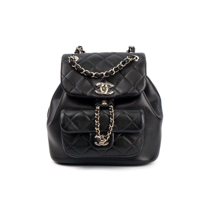 CHANEL Duma Cow Leather Backpack Small Size Women's Black AS2908-B09750-94305 size 18.5*12*18cm cm