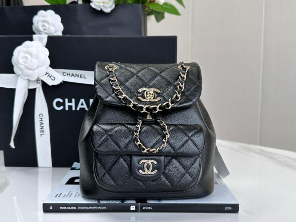 CHANEL Duma Cow Leather Backpack Small Size Women's Black AS2908-B09750-94305 size 18.5*12*18cm cm