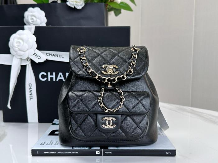 CHANEL Duma Cow Leather Backpack Small Size Women's Black AS2908-B09750-94305 size 18.5*12*18cm cm