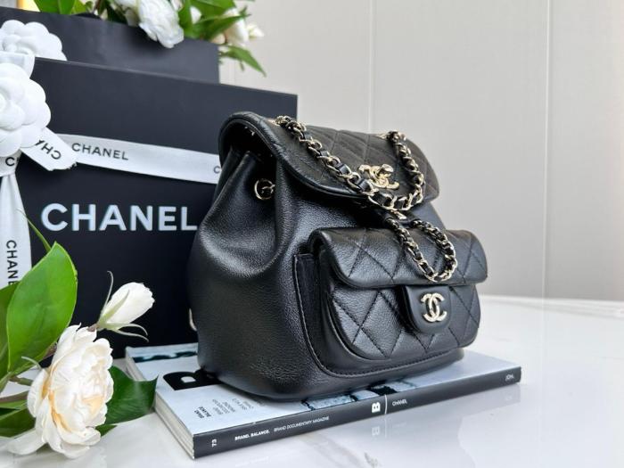 CHANEL Duma Cow Leather Backpack Small Size Women's Black AS2908-B09750-94305 size 18.5*12*18cm cm