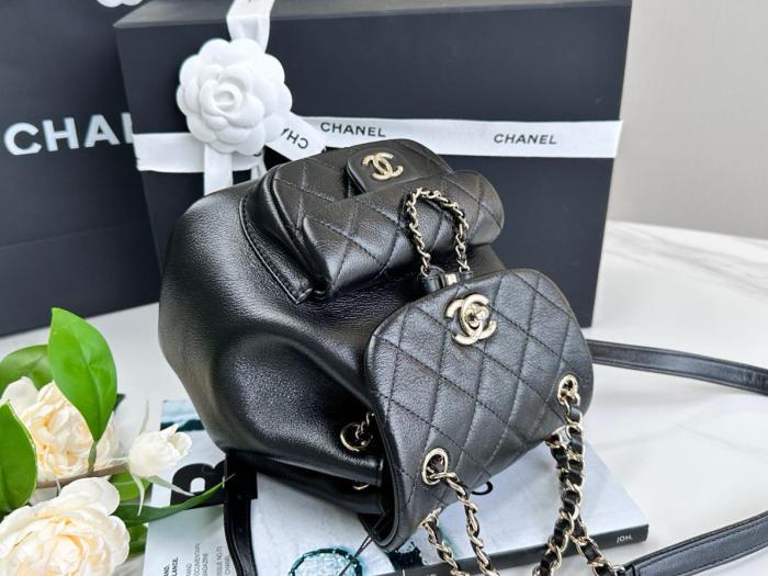 CHANEL Duma Cow Leather Backpack Small Size Women's Black AS2908-B09750-94305 size 18.5*12*18cm cm