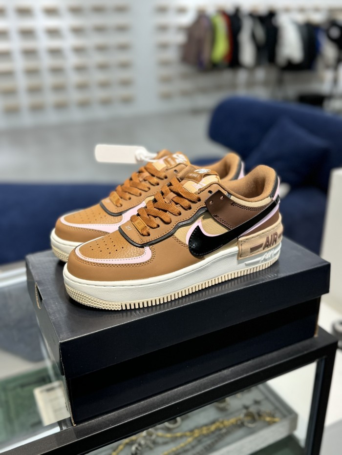 Nike Air Force 1 Low Shadow Light British Tan Pink Foam (Women's)