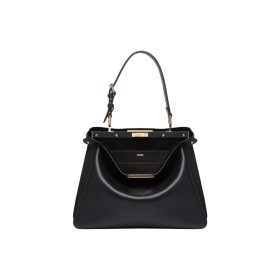 FENDI Peekaboo Calfskin One Shoulder Handbags Medium Size Women's Black 8BN353-AOVH-F0KUR size 33*10*25.5 cm
