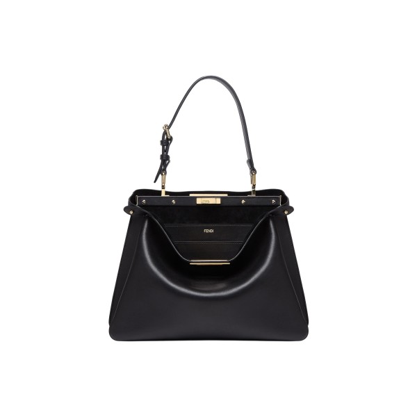 FENDI Peekaboo Calfskin One Shoulder Handbags Medium Size Women's Black 8BN353-AOVH-F0KUR size 33*10*25.5 cm