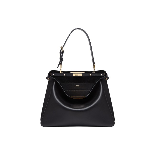 FENDI Peekaboo Calfskin One Shoulder Handbags Medium Size Women's Black 8BN353-AOVH-F0KUR size 33*10*25.5 cm