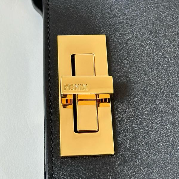 FENDI Peekaboo Calfskin One Shoulder Handbags Medium Size Women's Black 8BN353-AOVH-F0KUR size 33*10*25.5 cm