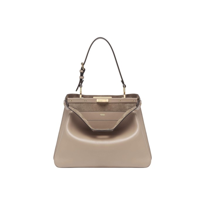 FENDI Peekaboo Calfskin One Shoulder Handbags Medium Size Women's Dove Gray 8BN353-AOVH-F0E65 size 33*10*25.5 cm 