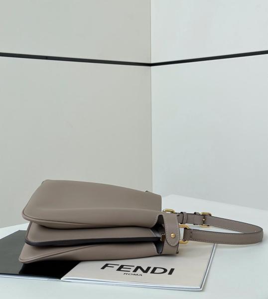 FENDI Peekaboo Calfskin One Shoulder Handbags Medium Size Women's Dove Gray 8BN353-AOVH-F0E65 size 33*10*25.5 cm 